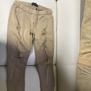 ripped khaki joggers